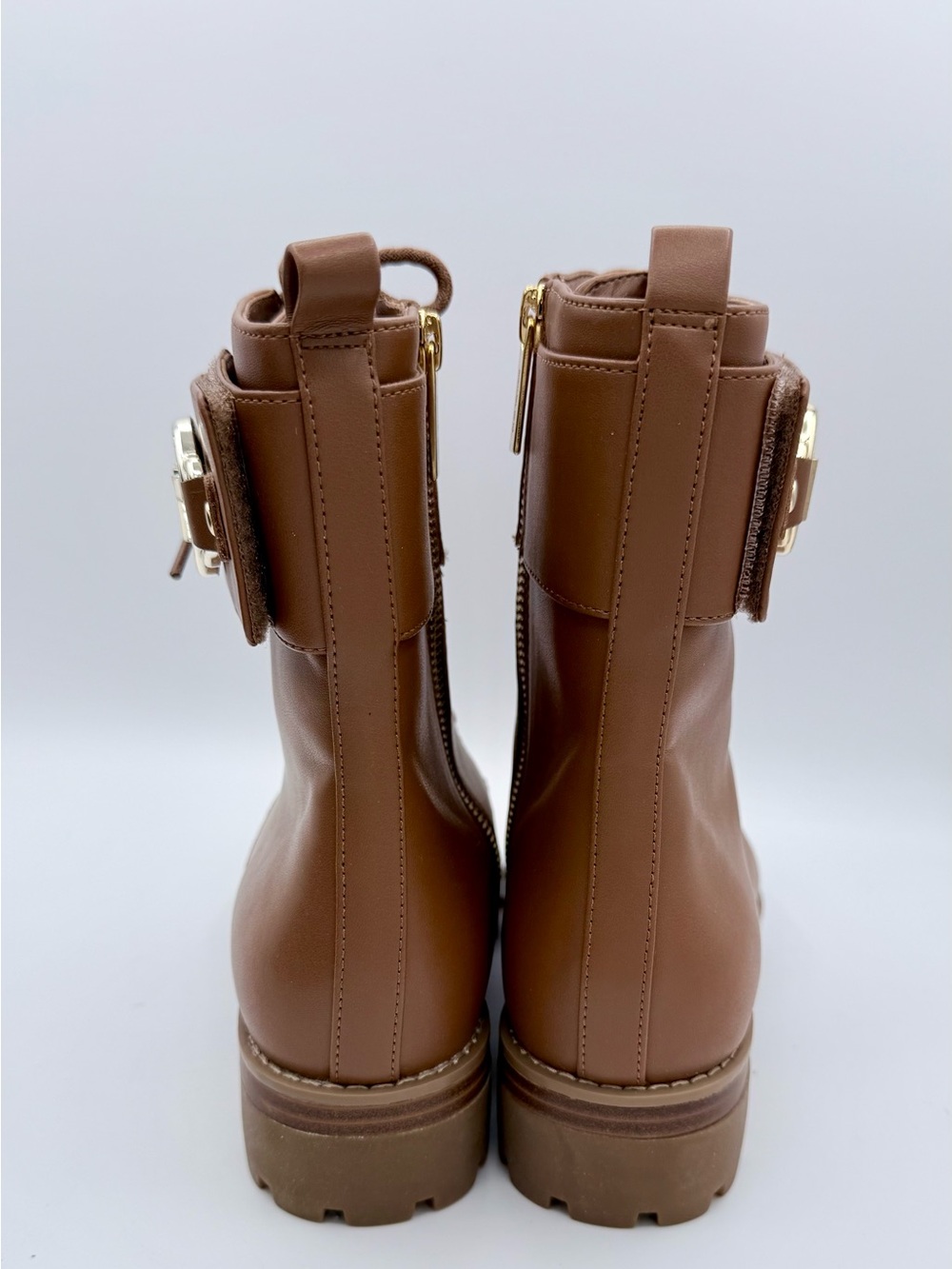 Michael Kors Rhody Combat Boots Cognac‎ Leather 7 - Picture 2 of 12